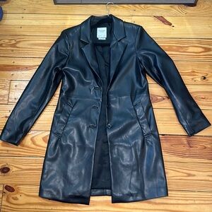 Black Abercrombie and Firtch dress length leather jacket